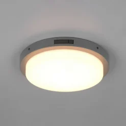 Utendørs LED-vegglampe Bermejo, rund, sensor, CCT, antrasitt