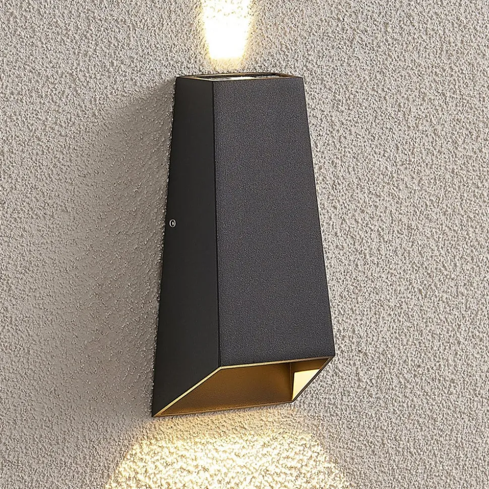 Utendørs LED-vegglampe Dagur, mørk grå