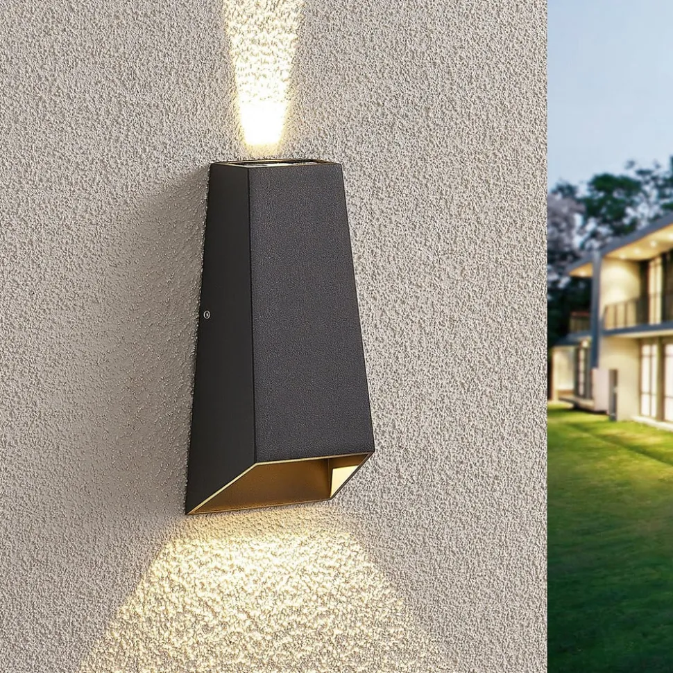 Utendørs LED-vegglampe Dagur, mørk grå