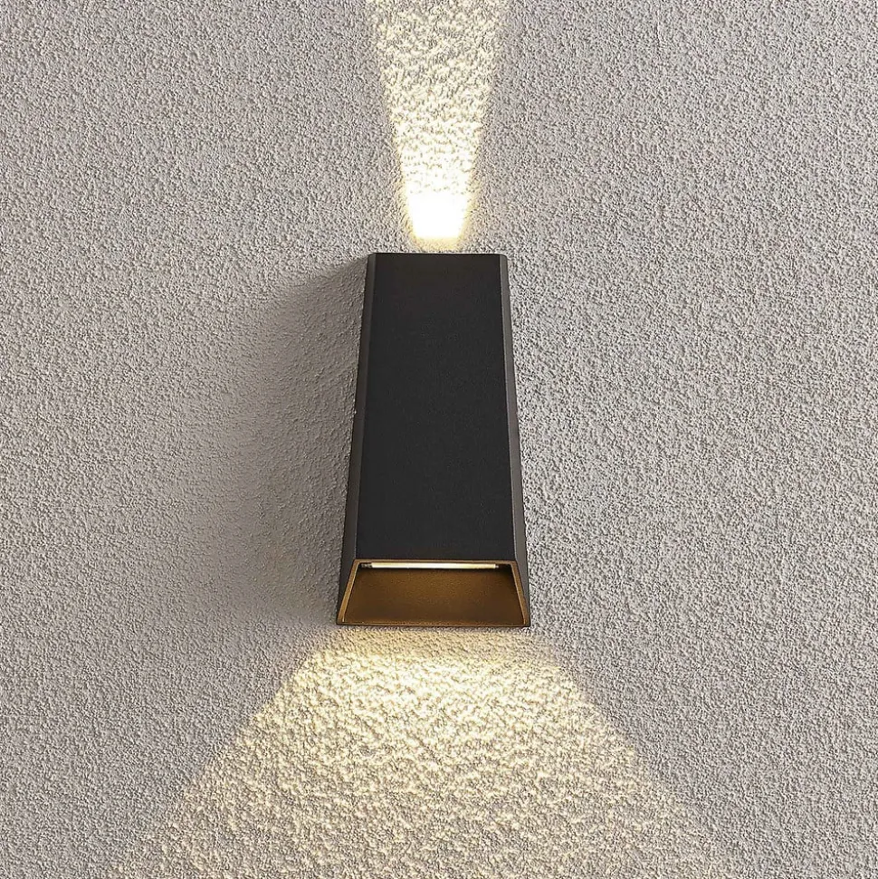 Utendørs LED-vegglampe Dagur, mørk grå