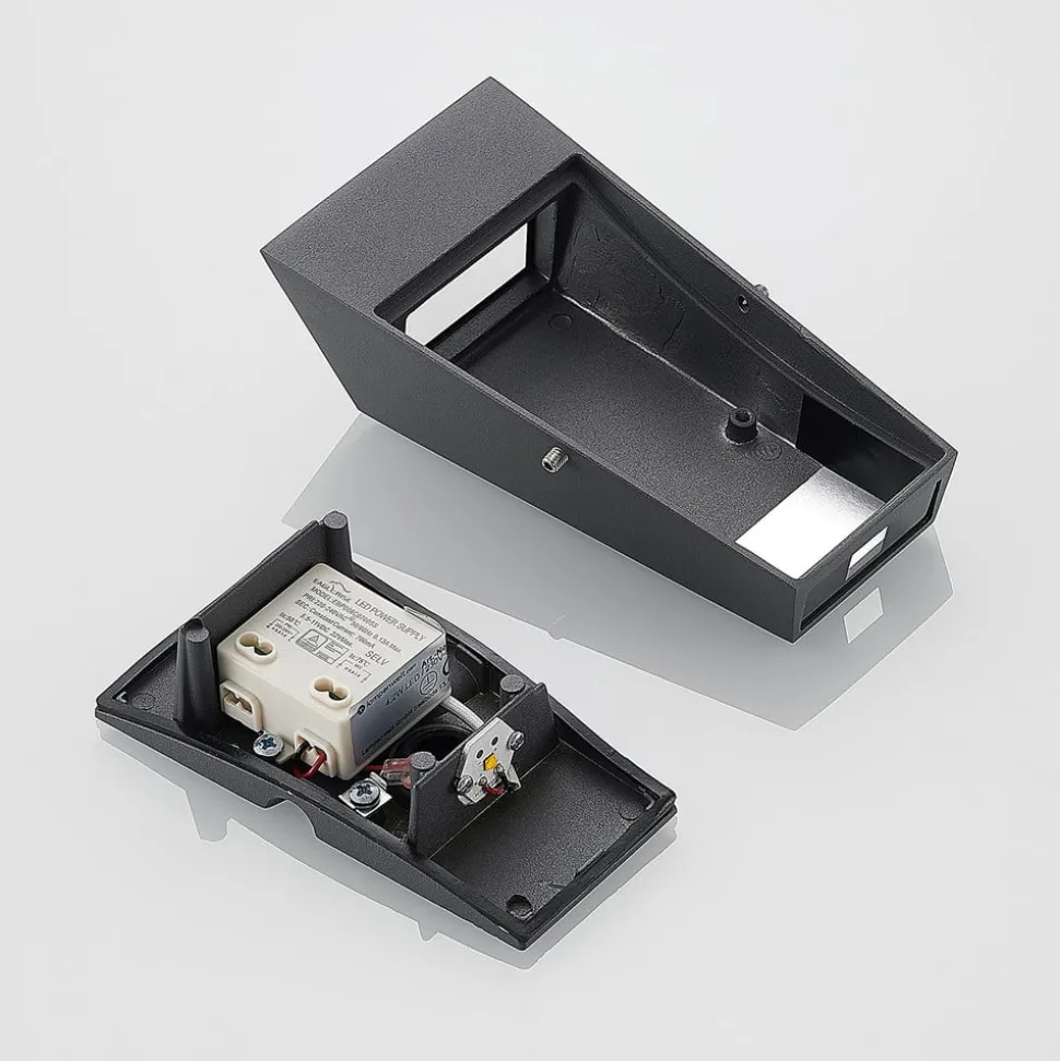 Utendørs LED-vegglampe Dagur, mørk grå