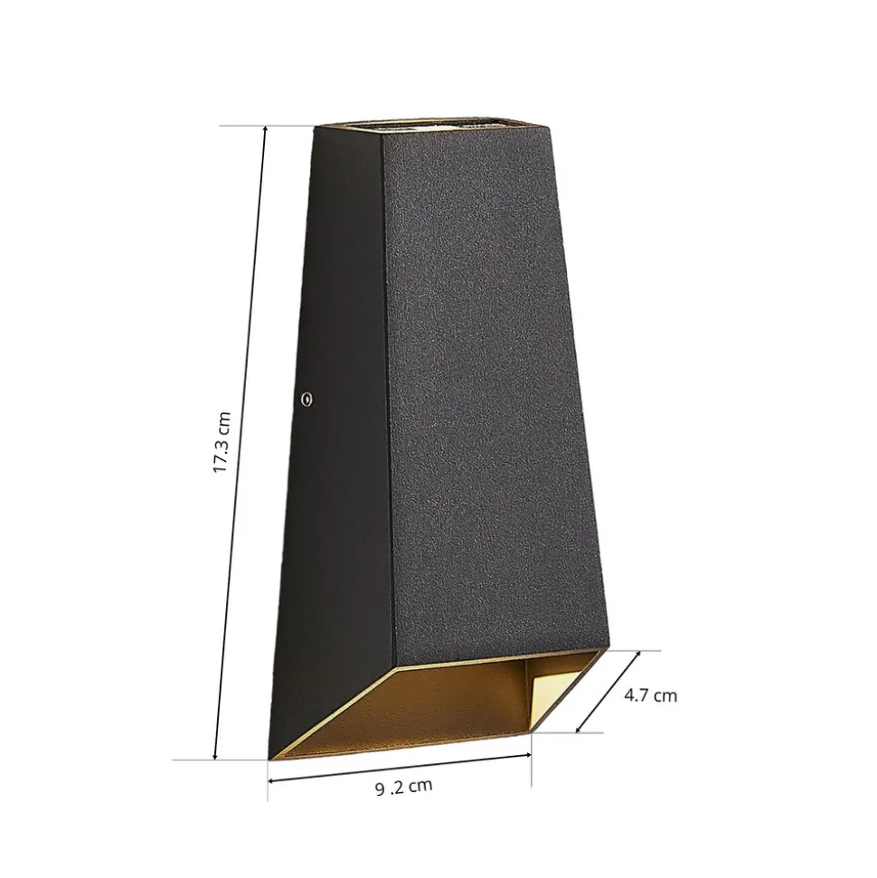 Utendørs LED-vegglampe Dagur, mørk grå