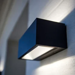 Utendørs LED-vegglampe Gemini, 22 cm 3 000 K svart