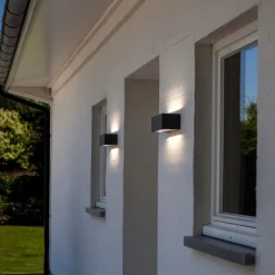 Utendørs LED-vegglampe Gemini, 22 cm 3 000 K svart