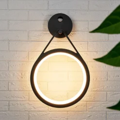 Utendørs LED-vegglampe Mirco med sensor, ring