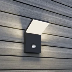 Utendørs LED-vegglampe Nevio, metall, antrasitt, sensor