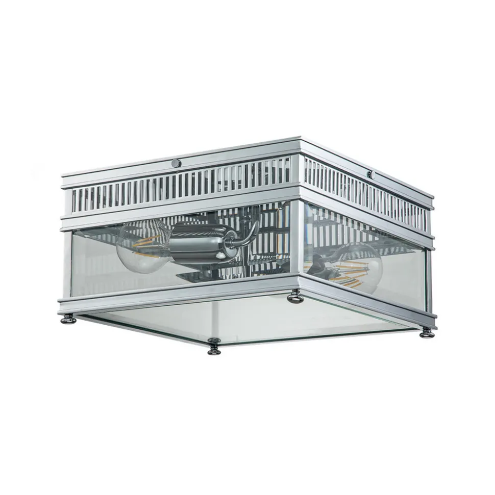 Utendørs taklampe Holborn, kantet polert krom