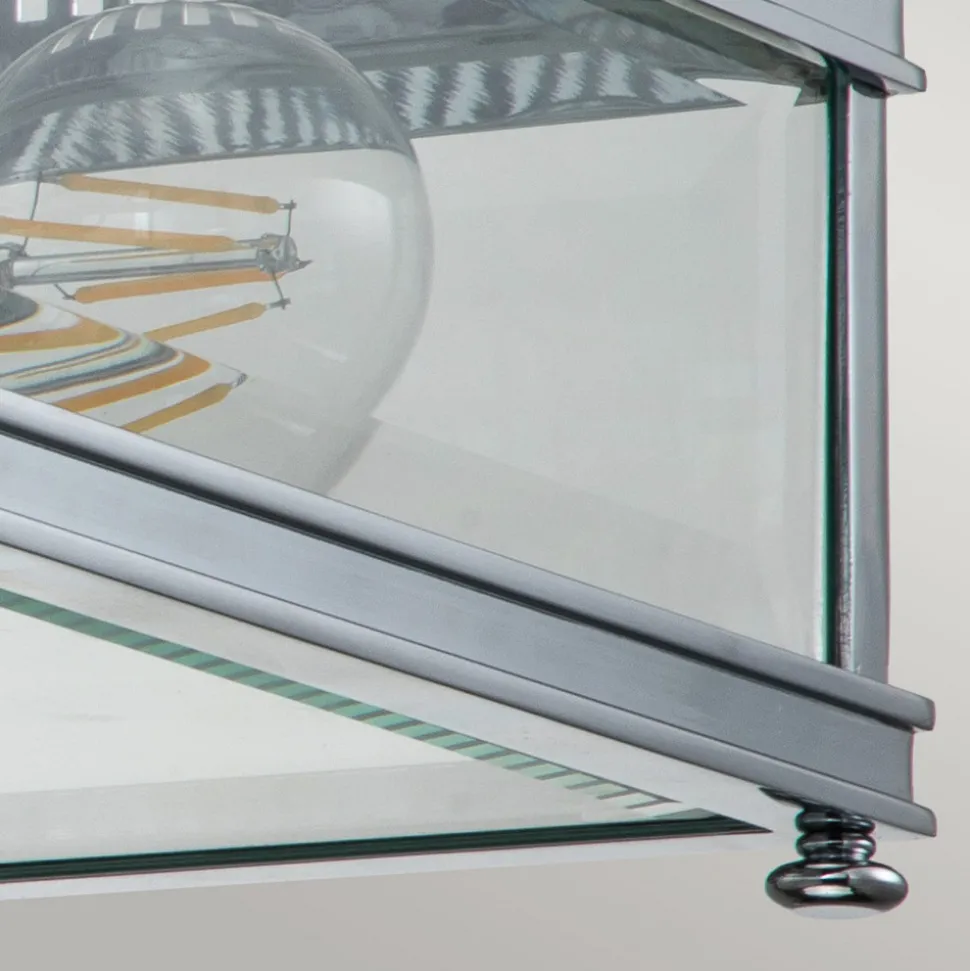 Utendørs taklampe Holborn, kantet polert krom