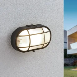 Utendørs vegglampe Alisha, oval, svart