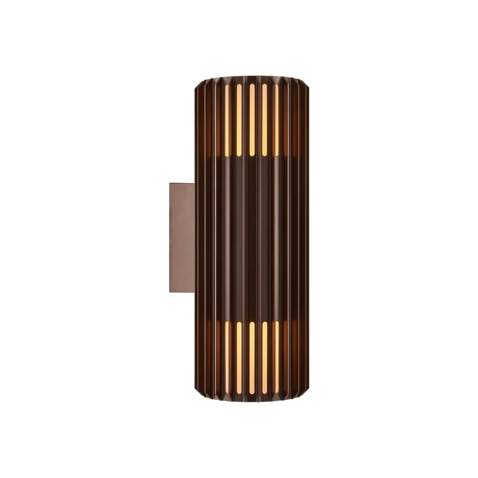Utendørs vegglampe Aludra Double Seaside, aluminium, brun metallic