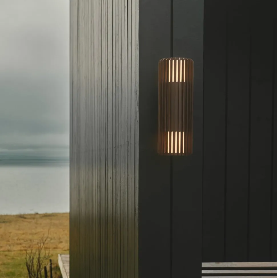 Utendørs vegglampe Aludra Double Seaside, aluminium, brun metallic