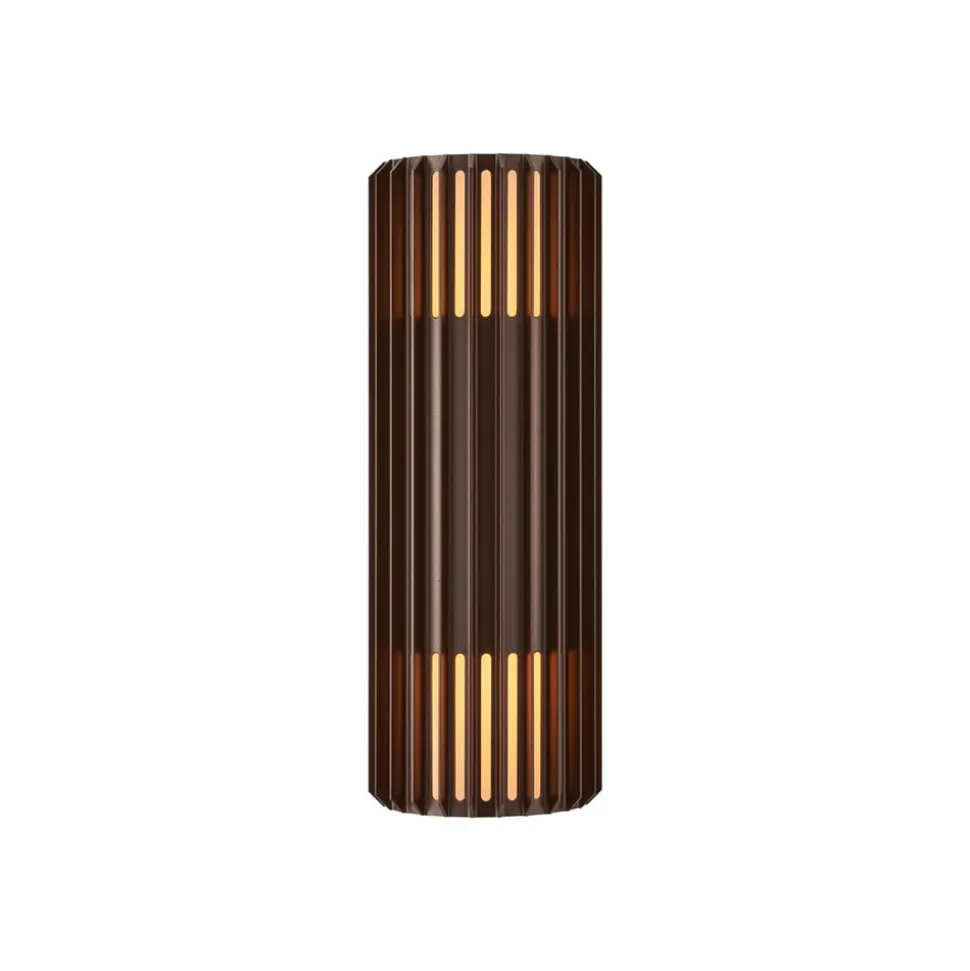 Utendørs vegglampe Aludra Double Seaside, aluminium, brun metallic