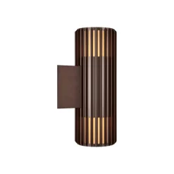 Utendørs vegglampe Aludra Double Seaside, aluminium, brun metallic