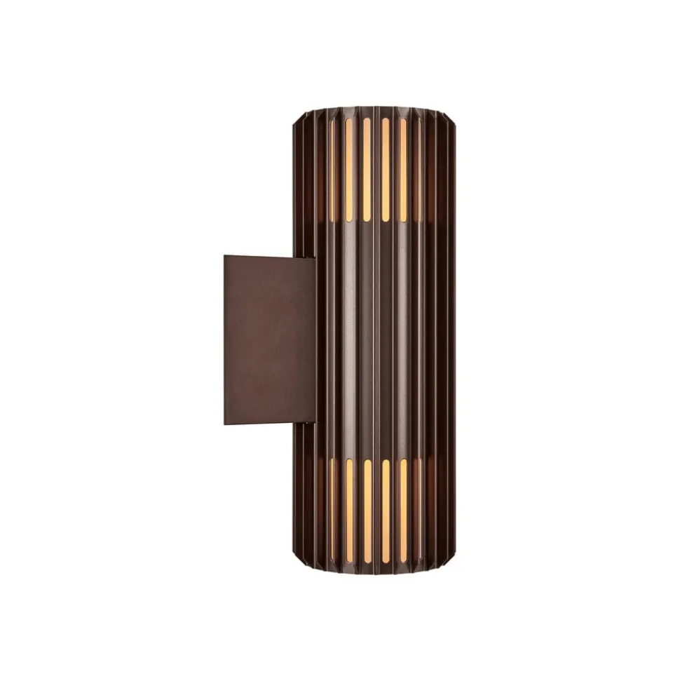 Utendørs vegglampe Aludra Double Seaside, aluminium, brun metallic