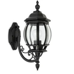 Utendørs vegglampe Andrew krystallglass stående svart
