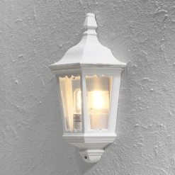Utendørs vegglampe Firenze, halvskål, hvit