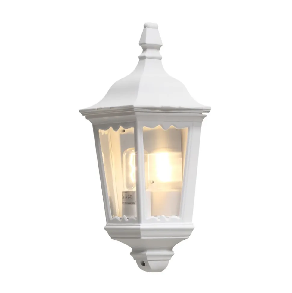 Utendørs vegglampe Firenze, halvskål, hvit