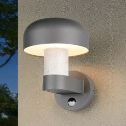 Utendørs vegglampe Fraser Sensor grå/betonlook, aluminium IP54 E27