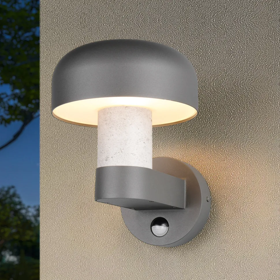 Utendørs vegglampe Fraser Sensor grå/betonlook, aluminium IP54 E27