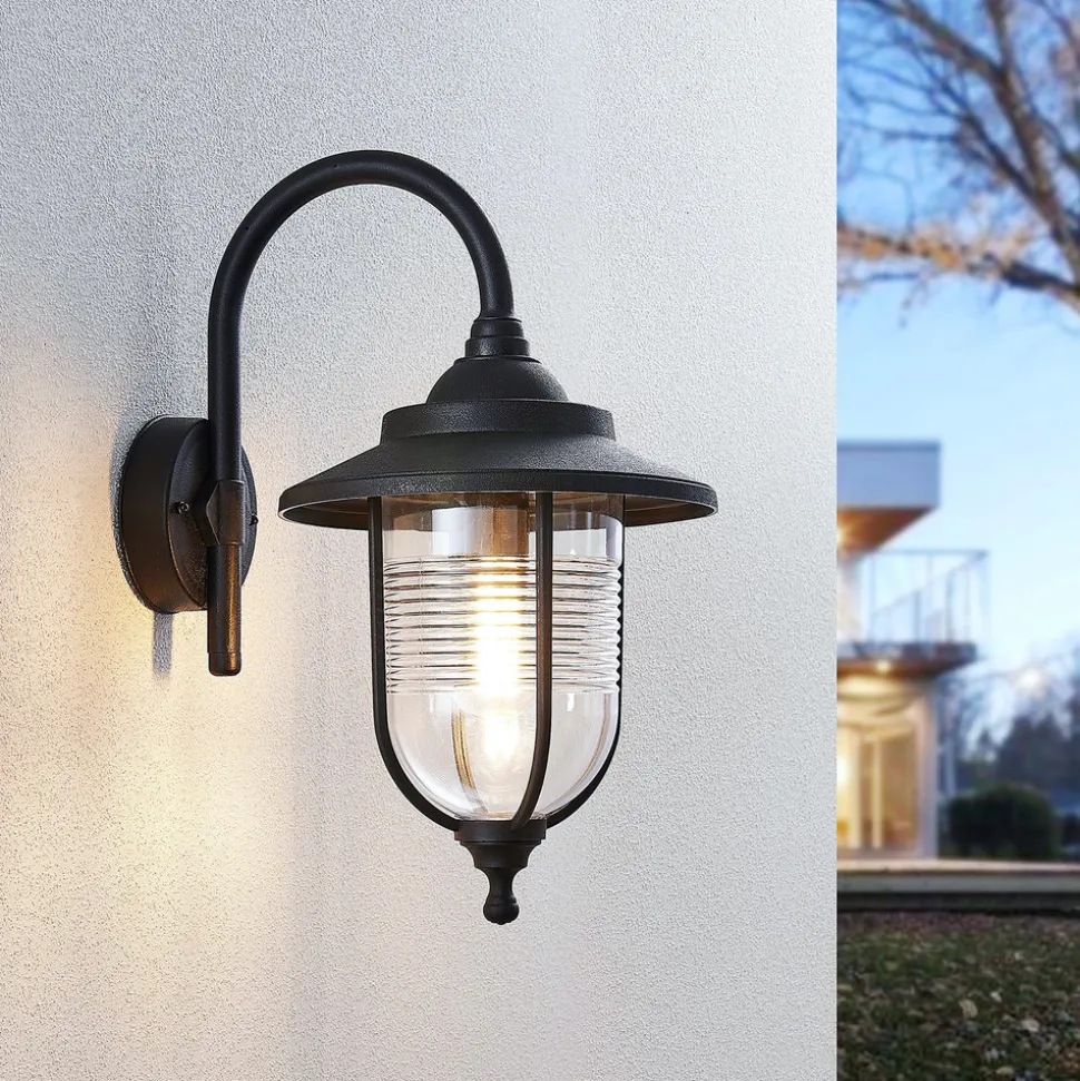 Utendørs vegglampe Naisha, diffusor med riller