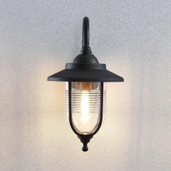 Utendørs vegglampe Naisha, diffusor med riller