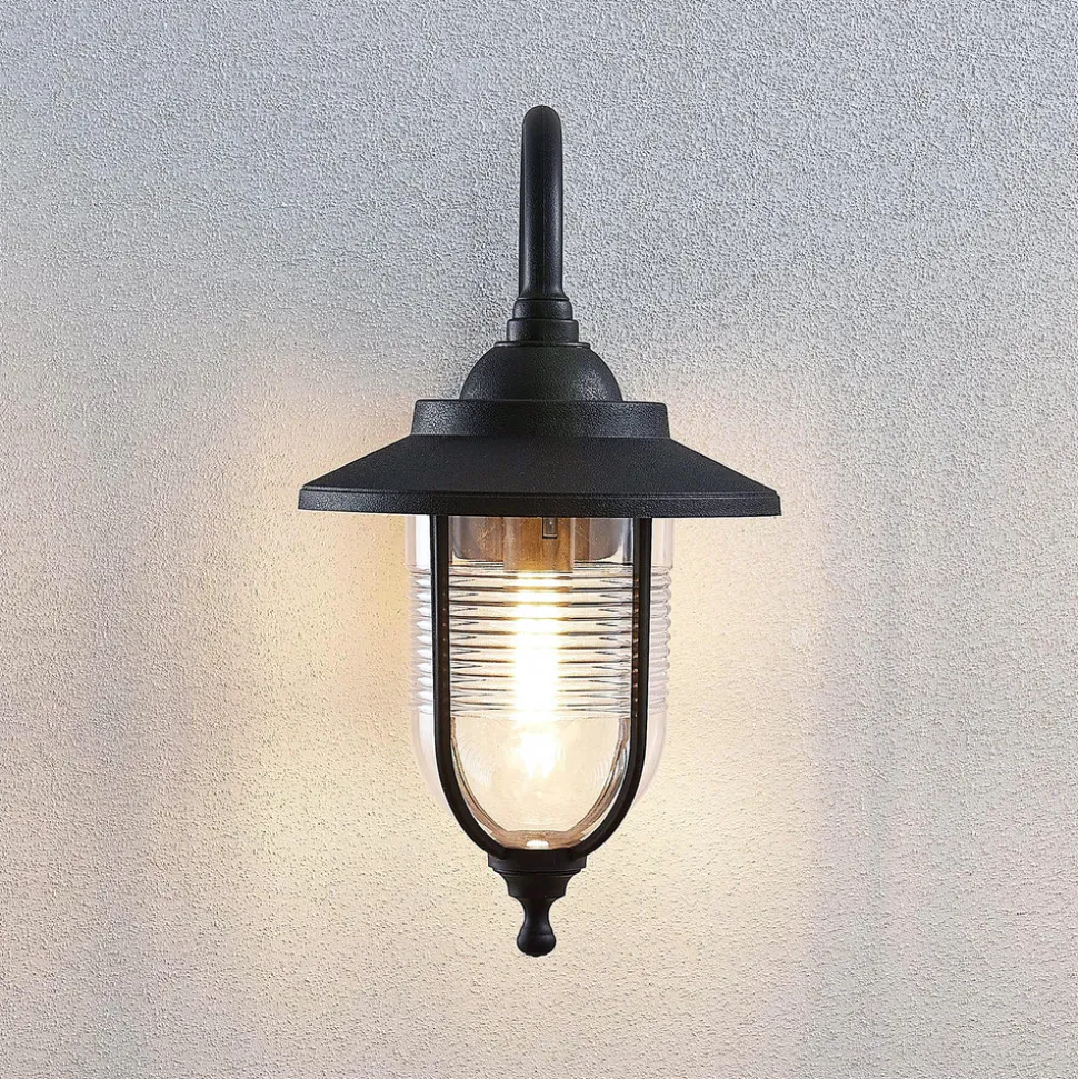 Utendørs vegglampe Naisha, diffusor med riller