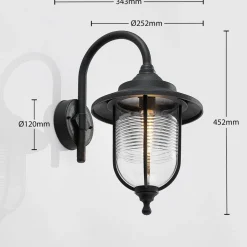 Utendørs vegglampe Naisha, diffusor med riller