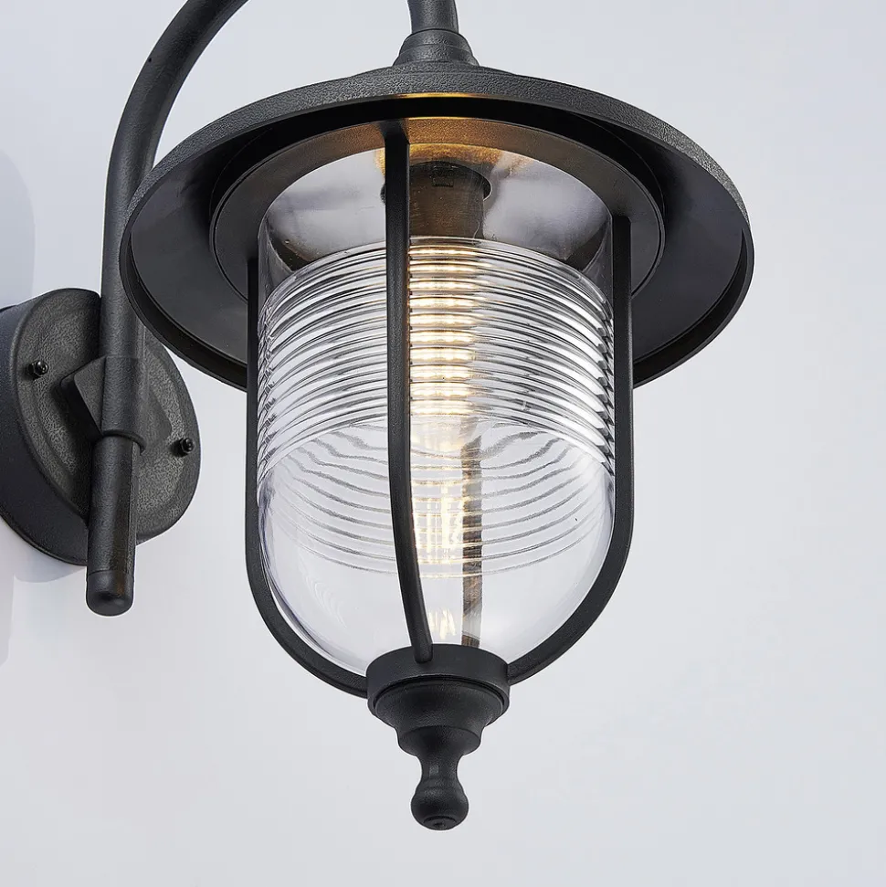 Utendørs vegglampe Naisha, diffusor med riller