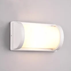 Utendørs vegglampe Puelo av trykkstøpt alu, hvit