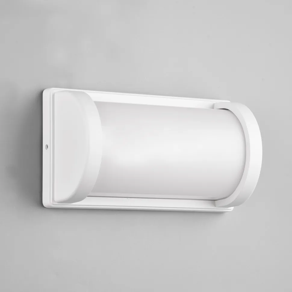 Utendørs vegglampe Puelo av trykkstøpt alu, hvit