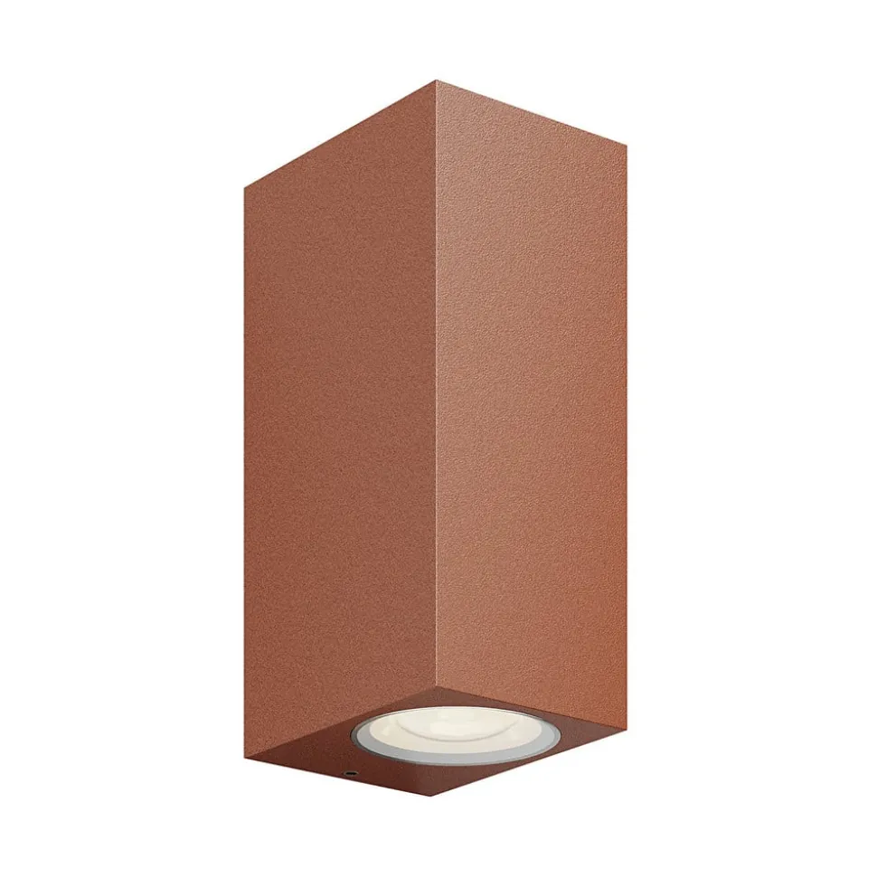 Utendørs vegglampe Tavi, rustbrun, aluminium, opp/ned