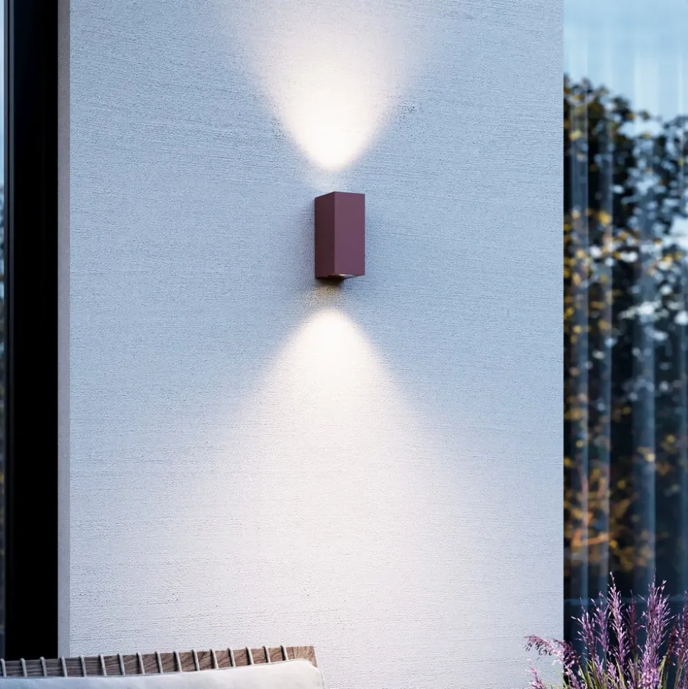 Utendørs vegglampe Tavi, rustbrun, aluminium, opp/ned