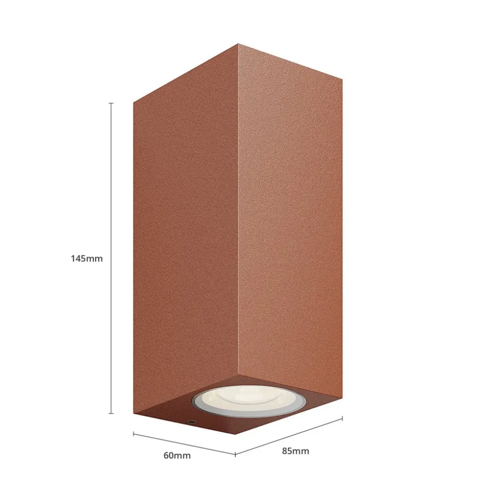 Utendørs vegglampe Tavi, rustbrun, aluminium, opp/ned