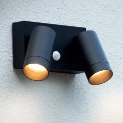 Utendørs veggspot Taylor Sensor, 2 lyskilder, svart