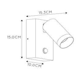 Utendørs veggspotlight Taylor Sensor, 1 lyskilde, svart