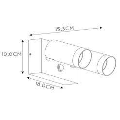 Utendørs veggspotlight Taylor Sensor, 2 lyskilder, hvit