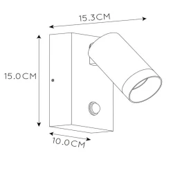 Utendørs veggspotlight Taylor Sensor, 1 lyskilde, hvit