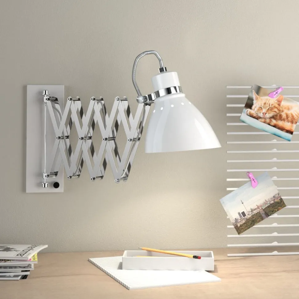 Uttrekkbar vegglampe Kordian i metall, hvit