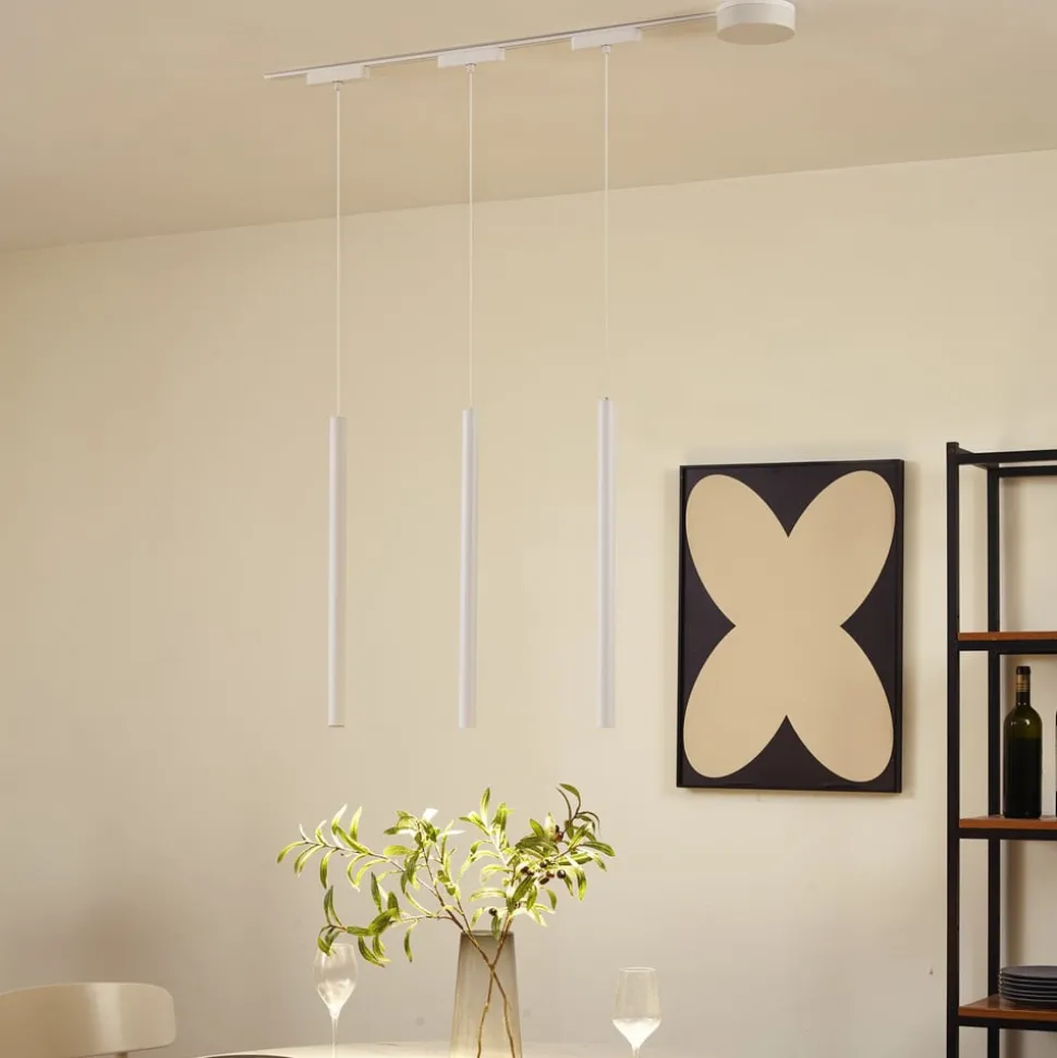 48V Lumaro skinnesystem, pendel, rørpære, 3 lyskilder, hvit, CCT