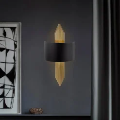 Vegglampe 616-A, svart med gylne stenger