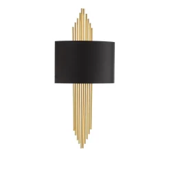 Vegglampe 616-A, svart med gylne stenger