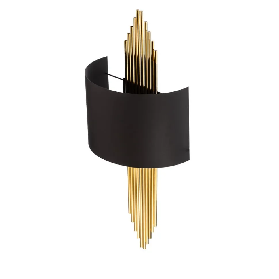 Vegglampe 616-A, svart med gylne stenger