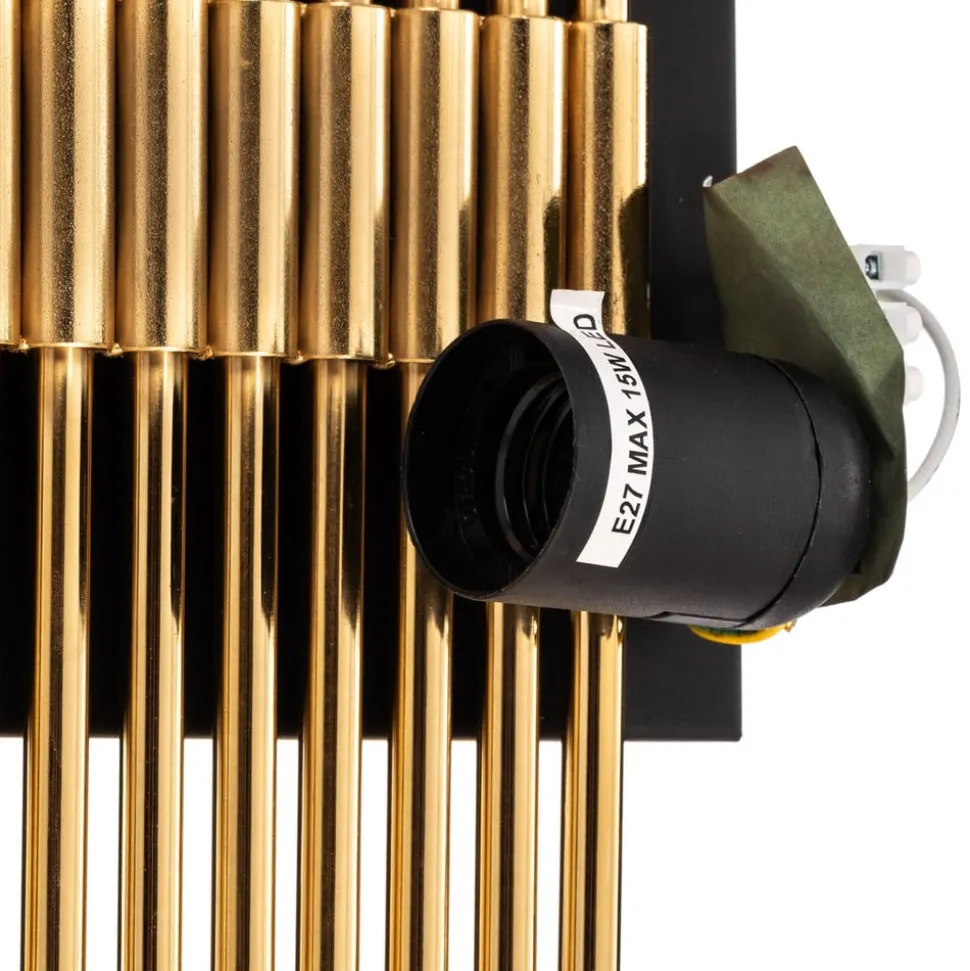 Vegglampe 616-A, svart med gylne stenger