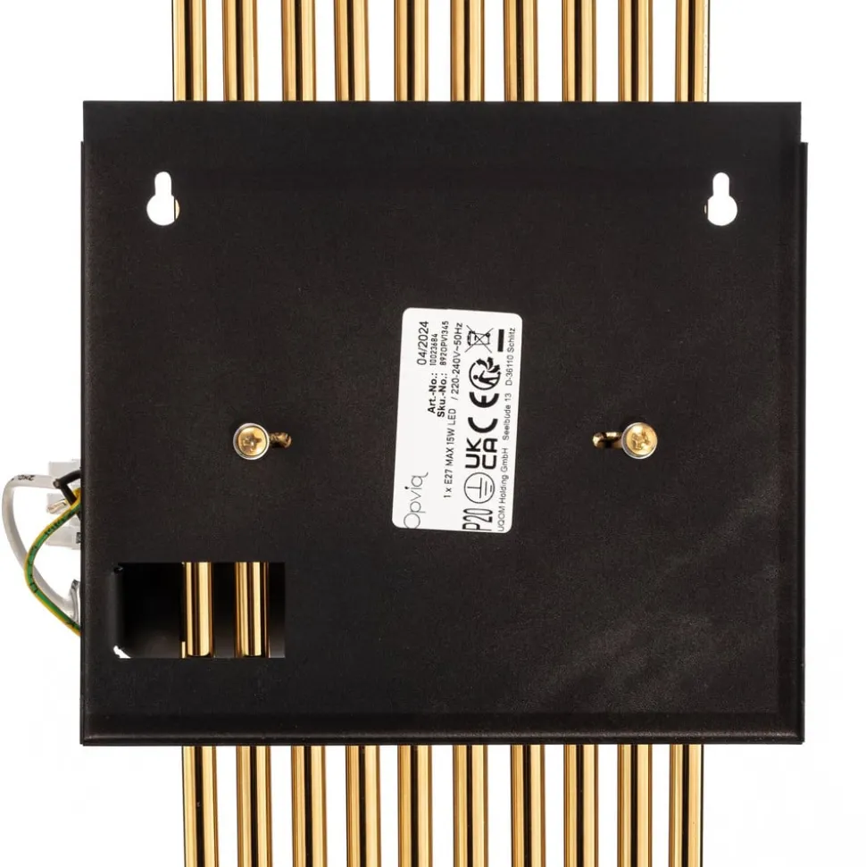 Vegglampe 616-A, svart med gylne stenger