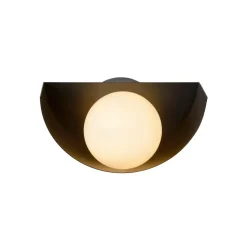 Vegglampe Benni med kuleskjerm av glass, svart