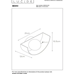 Vegglampe Benni med kuleskjerm av glass, svart