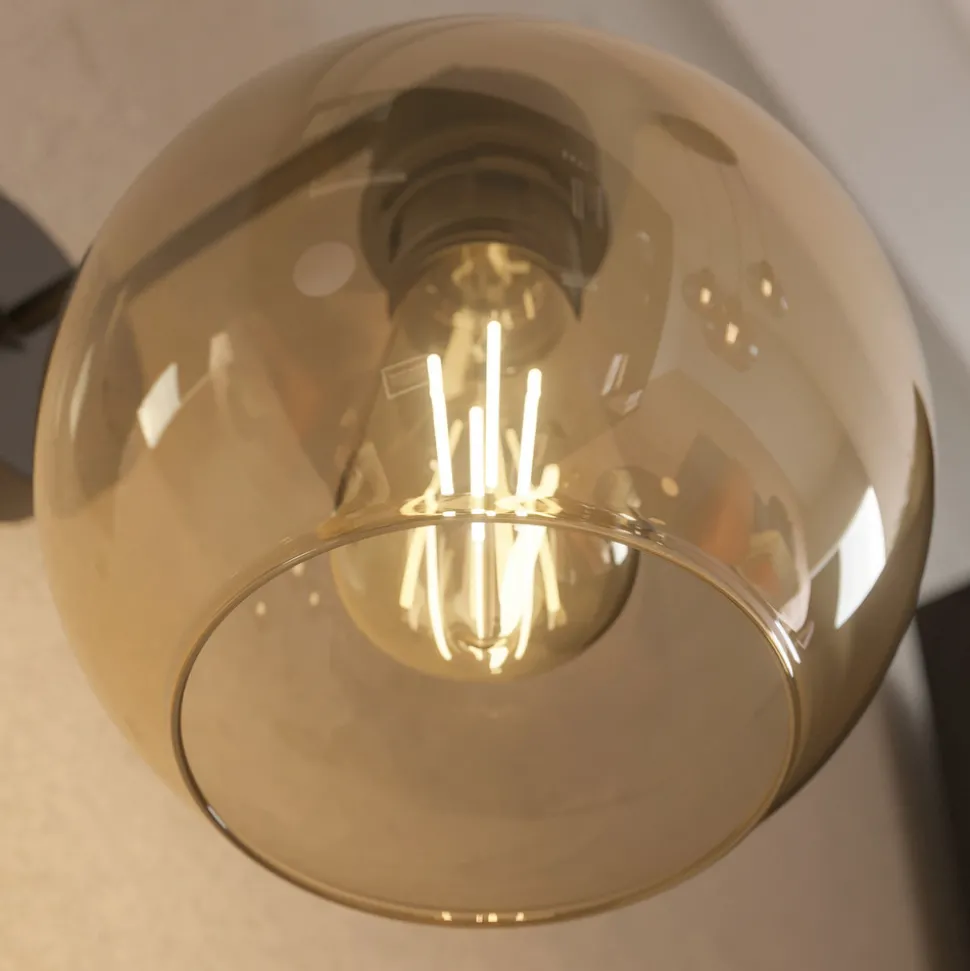 Vegglampe Cubus, svart/rav, glass, Ø 18 cm, E27