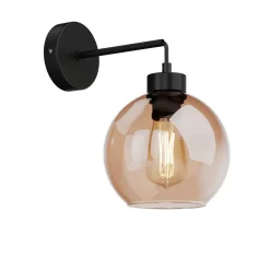 Vegglampe Cubus, svart/rav, glass, Ø 18 cm, E27