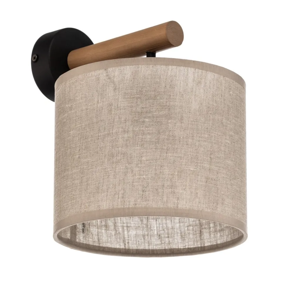 Vegglampe Deva Nature, tekstil, tre