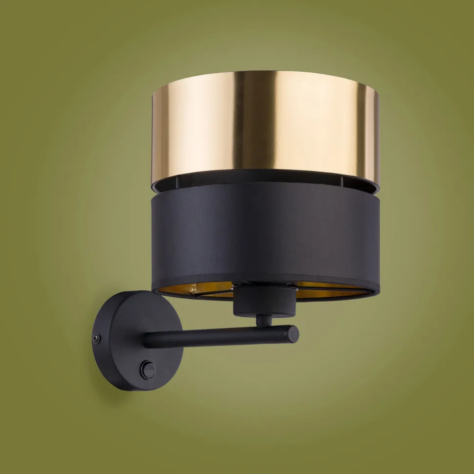 Vegglampe Hilton, svart/gull